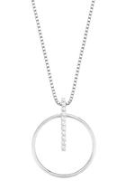 Ketting met hanger voor dames, sterling zilver 925, zirkonia (synth.) cirkel