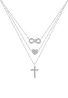 Elli Dames infinity kruis hart hanger met kristallen in 925 sterling zilver