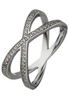 Jobo Fingerring »X-Ring«, 925 Silber mit 49 Zirkonia