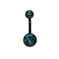Zeeme Piercing "316L Chirurgenstahl schwarz Kristall blau"