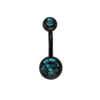 Zeeme Piercing "316L Chirurgenstahl schwarz Kristall blau"