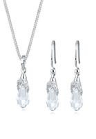 Elli Dames druppels met witte kristallen in 925 sterling zilver