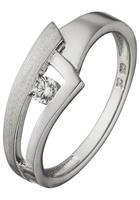 Jobo Fingerring, 925 Silber teil matt mit 1 Zirkonia