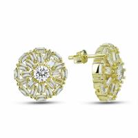 dKeniz Ohrstecker »925/- Sterling Silber vergoldet Zirkonia Kreis«