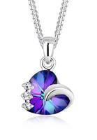 Elli Dames met hanger hart en kristallen in 925 sterling zilver 45 cm lang