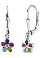 Jobo Paar Ohrhänger »Blume«, 925 Silber mit 2 Zirkonia