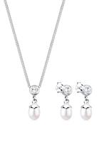 Elli Schmuckset »Süßwasserperle Zirkonia 925 Silber«