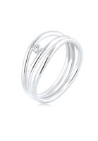 Elli DIAMONDS Dames Wikkelring Asymmetrisch Elegant met Diamant (0,02ct.) in 925 Sterling Zilver