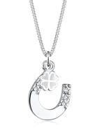 Elli Halsketting Dames Hoefijzer Hanger Shamrock met Kristallen in 925 Sterling Zilver Rose Goud Plated