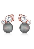 Elli Dames Zoetwater Gekweekte Parels met Cubic Zirconia Kristallen in 925 Sterling Zilver Rose Gold-plated