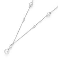 GIORGIO MARTELLO MILANO Perlenkette "Y-Form mit Muschelkernperlen und Zirkonia, Silber 925"