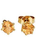 Jobo Paar Ohrstecker, rund 585 Gold mit Citrin