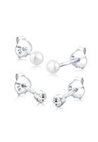 Elli Elli Oorbellen Dames Oorsteker Set Basis met zoetwater gekweekte parel en Kristal in 925 Sterling Zilver