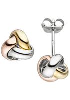 Jobo Paar Ohrstecker, Knoten 925 Silber tricolor