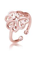 Elli dames ornament uitgesneden bloem in 925 sterling zilver rose goud verguld
