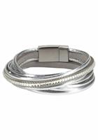 J.Jayz Wikkelarmband In metallic-look met glassteentjes