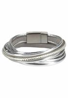 J.Jayz Wickelarmband »im Metallic Look«, mit Glassteinen