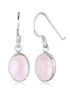 Elli Elli Oorbellen Dames Rozenkwarts Edelsteen in 925 Sterling Zilver