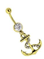 Adelia´s Bauchnabelpiercing »Bauchnabelpiercing «, 316l Stahl Banane 18 kt vergoldet Anker