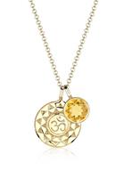 Elli Dames Ornament Hanger Talisman Om Harmonie met Citrien Geel in 925 Sterling Zilver Verguld