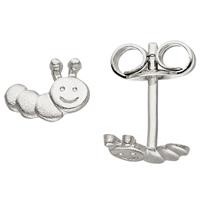 Kinder Ohrstecker Raupe 925 Sterling Silber mattiert Ohrringe Kinderohrringe