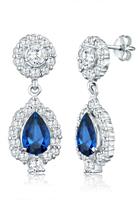 Elli PREMIUM Dames Drop Motif Glamorous met Cubic Zirconia Kristallen en Synthetic Sapphire in 925 Sterling Zilver