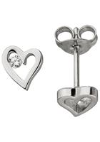 Jobo Paar Ohrstecker »Herz«, 925 Silber mit Zirkonia