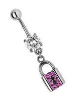 Adelia´s Bauchnabelpiercing »Bauchnabelpiercing «, Titan Banane - mit Schloss Zirkonia Anhänger pink