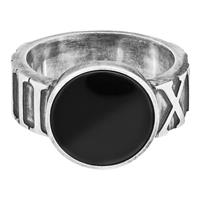 CAÏ Ring »925/- Sterling Silber matt-oxidiert mit Onyx«