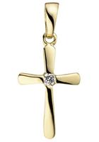 Jobo Kreuzanhänger »Kreuz«, 375 Gold mit 1 Zirkonia
