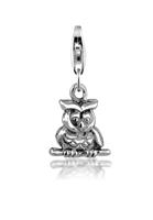 Nenalina, Charm Eulen-Anhänger Boho Basic Kettencharm 925er Silber in silber, Schmuck für Damen