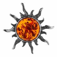 Brosche »Sonne 28 Silber 925/000 Bernstein«