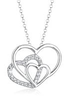 Elli Dames' driedubbel hart met kristallen in 925 sterling zilver