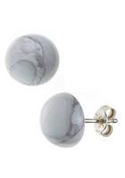 Jobo Paar Ohrstecker, rund 925 Silber mit Howlith
