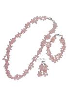 Firetti Schmuckset »Collier, Armband, Ohrhaken, rosa, Glanz, massiv« (Set, 4-tlg), mit Rosenquarz und Glassteinen