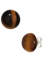 Jobo Paar Ohrstecker, rund 925 Silber mit Tigerauge