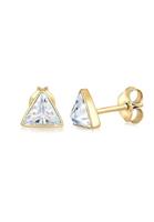 Elli Dames Oorstekers Driehoek Geo Effen met Zirkonia Kristallen in 925 Sterling Zilver