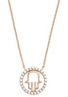 Ketting met hanger voor dames, sterling zilver 925, zirkonia (synth.) Hamsa hand