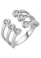 Jobo Fingerring, offen 925 Silber mit 6 Zirkonia