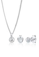 Elli Elli Sieraden Set Dames Basis Eenzaam Hanger Set Oorbellen met Kristallen in 925 Sterling Zilver