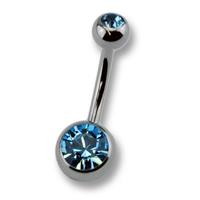 Zeeme Piercing »Titan silberfarben Kristall dunkelblau«