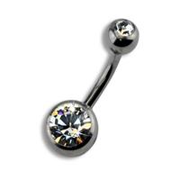 Zeeme Piercing »Titan silberfarben Kristall weiß 8mm«