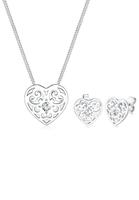 Elli Schmuckset »Herz Ornament Swarovski Kristalle 925 Silber«