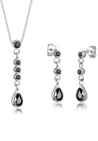 Elli Elli Sieraden Set Dames Druppels met Zwarte Zirkonia Kristallen in 925 Sterling Zilver