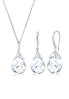 Elli, Schmuckset Tropfen Bergkristall Klassik 925 Sterling Silber in silber, Schmuck für Damen