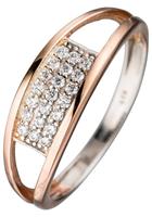 Jobo Silberring, 925 Silber bicolor mit Zirkonia