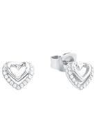 amor Oorbellen voor dames, sterling zilver 925, zirkonia (synth.) hartje