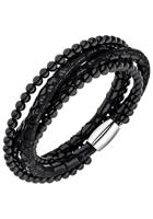 Jobo Lederarmband, Leder und Edelstahl mit Onyx 19 cm