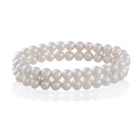 goldmaid Perlenarmband 2-reihig 58 weiße Süßwasserperlen