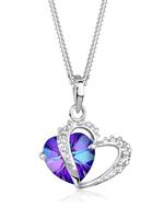 Elli Dames met hanger hart en kristallen in 925 sterling zilver 45 cm lang